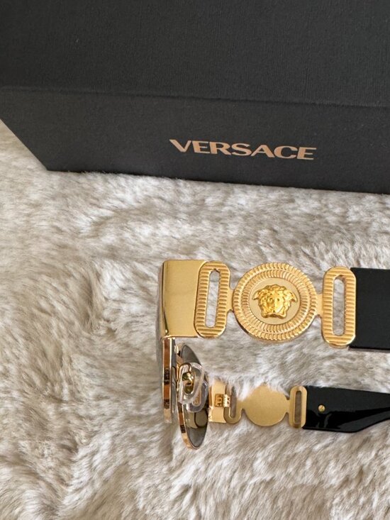 VERSACE NEW Black and Gold Sunglasses Full Set with Box VE2299 main image 4